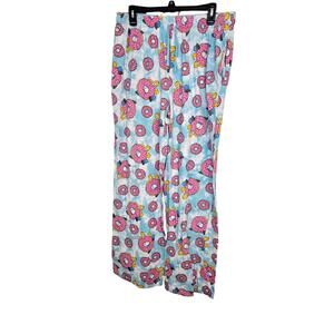 Simpson Blue Doughnut Print Elastic Waistband Cotton Pajama Pants Lounge L/XL‎